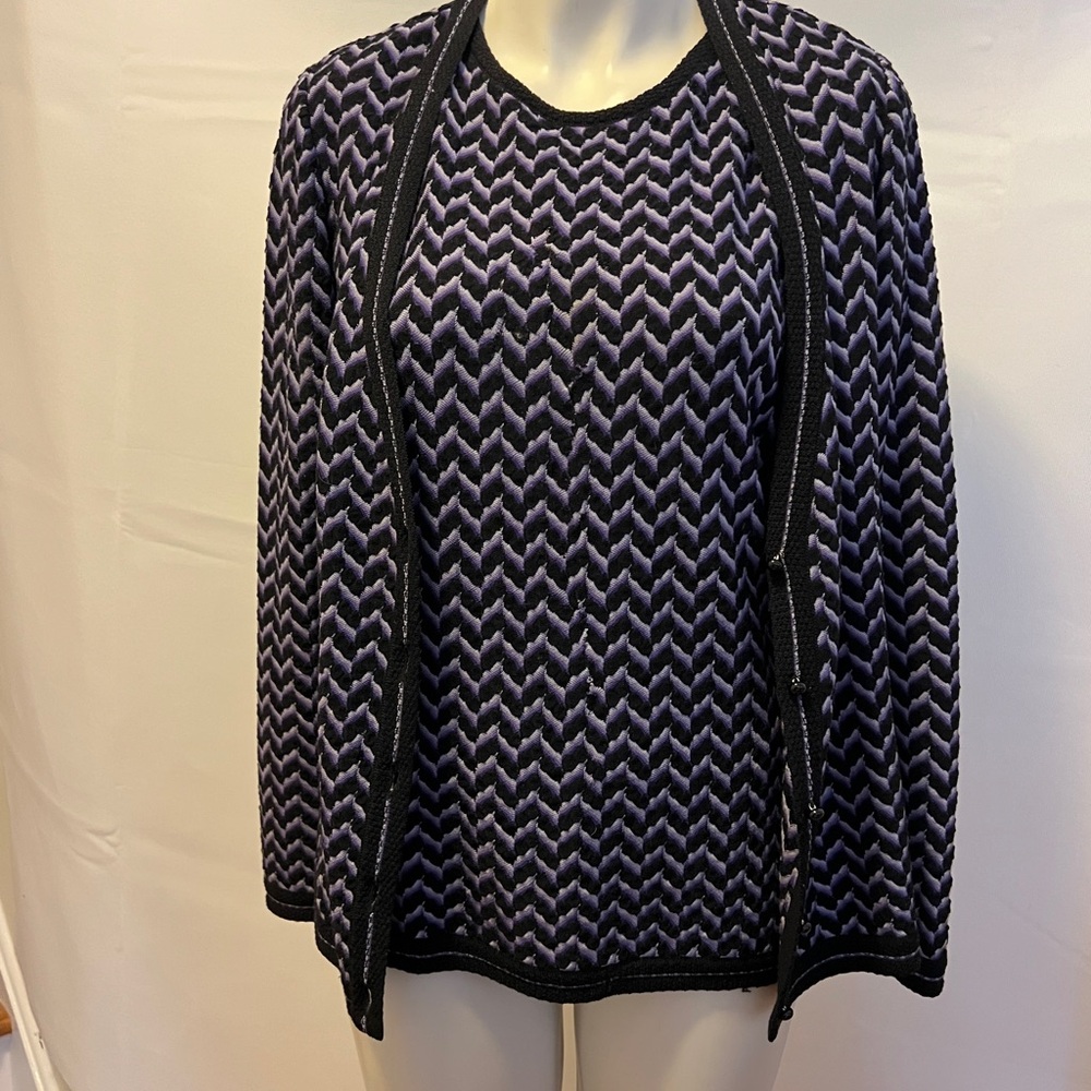 Missoni Black and Purple Zigzag Knit Cardigan and Shell - 2 piece